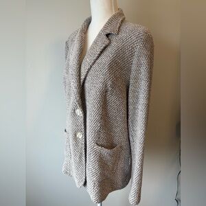 Betty Barclay Grey Tweed Knit Blazer Classic Two-Button Jacket